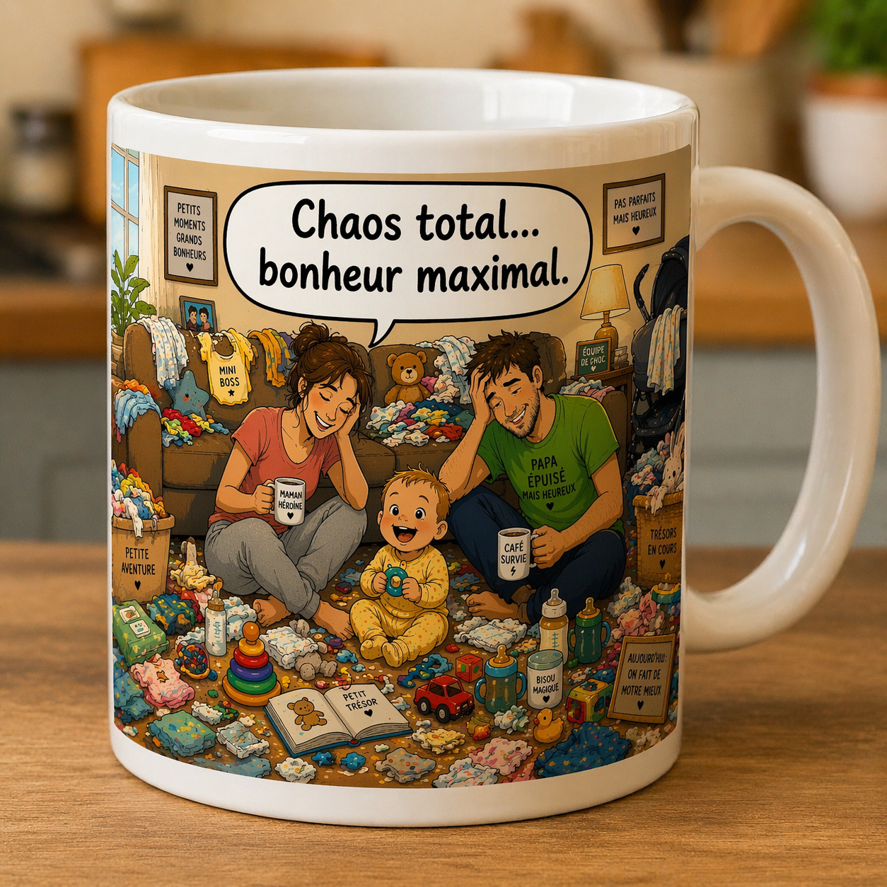 Tasse Parentalité – "L'aventure la plus dingue" 🎢👨‍👩‍👧