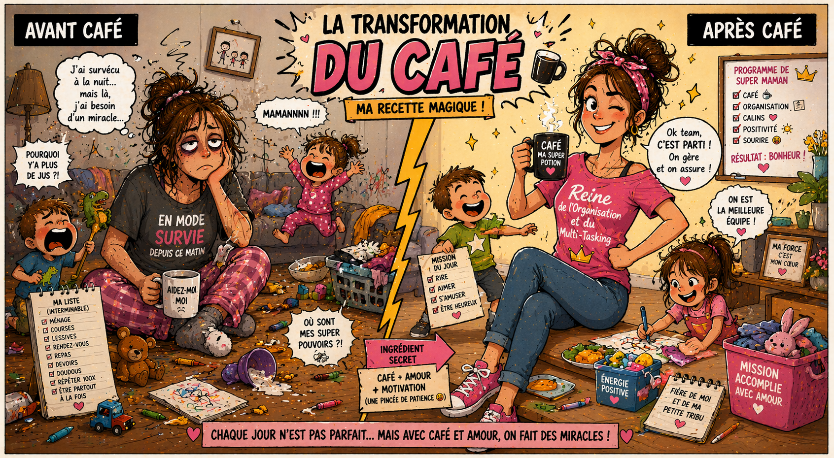 Tasse Fête des Mères – "Cheffe d'orchestre du quotidien" 🎼👩‍👧‍👦