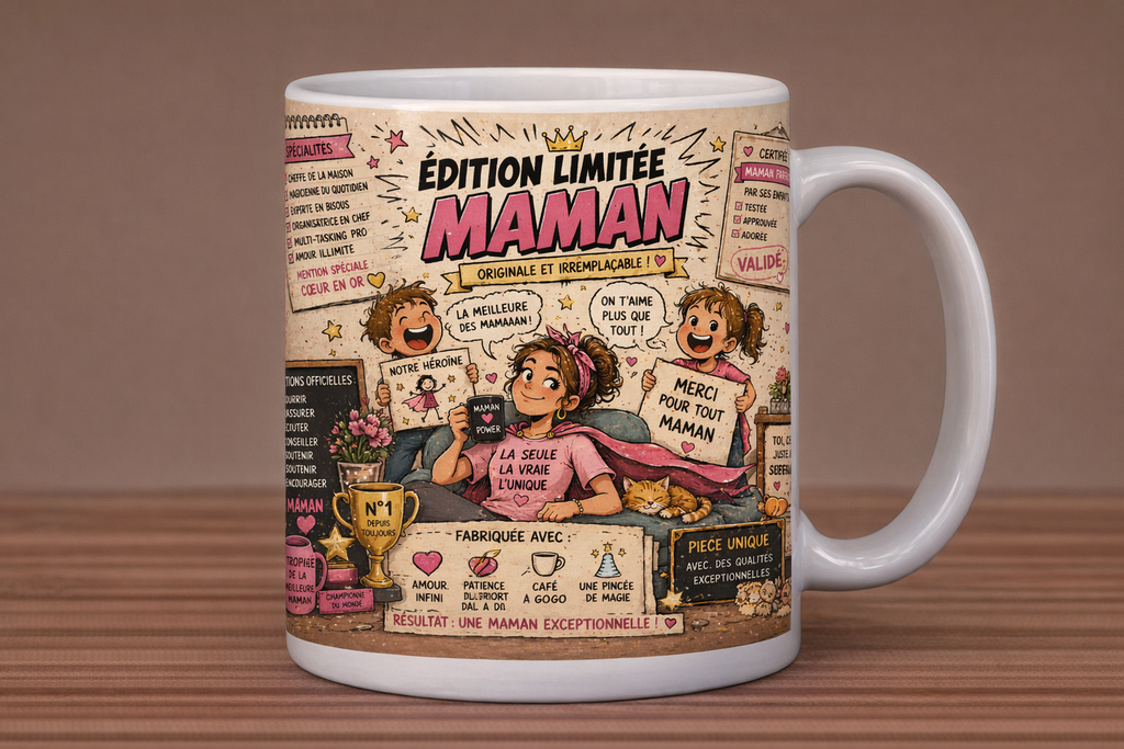 Tasse Fête des Mères – "Chaque matin, elle pensera à vous" 💕🌷