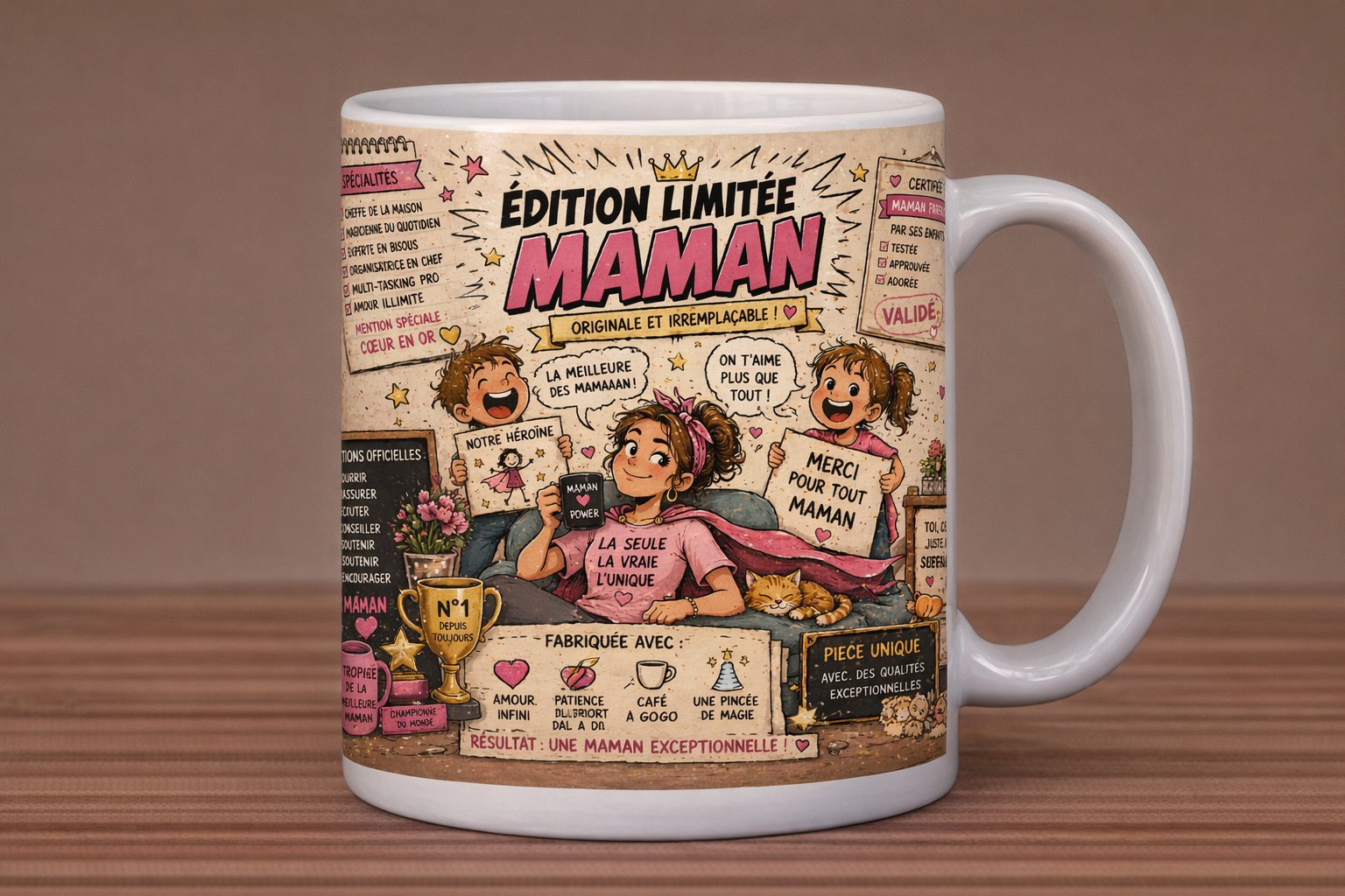 Tasse Fête des Mères – "Chaque matin, elle pensera à vous" 💕🌷