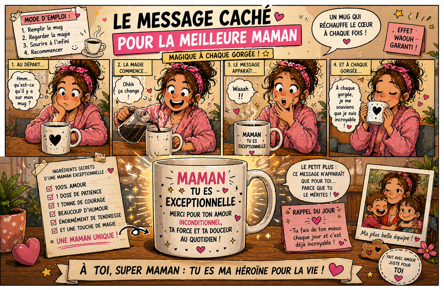Tasse Fête des Mères – "Invincible, et elle ne le sait pas" 💪🌸