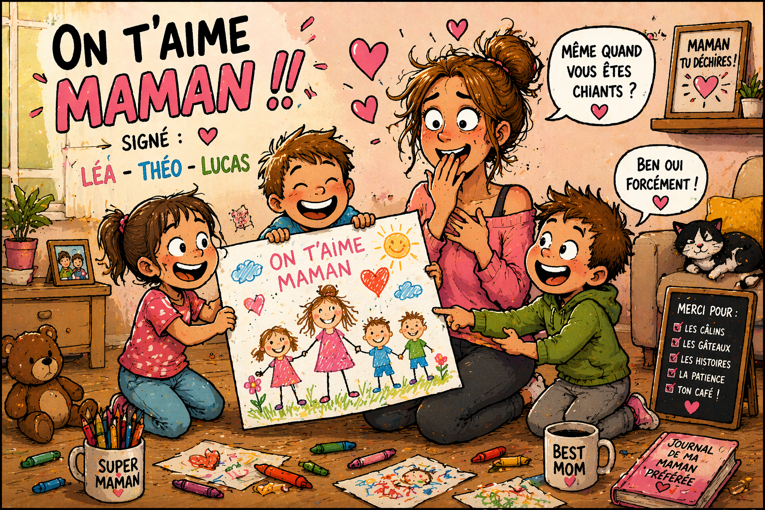 Tasse Fête des Mères – "Merci, je t'aime, je t'ai vue" 🥰🌷