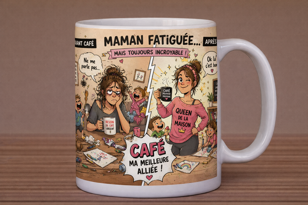 Tasse Fête des Mères – "Prends ton café, tu l'as mérité" ☕💐