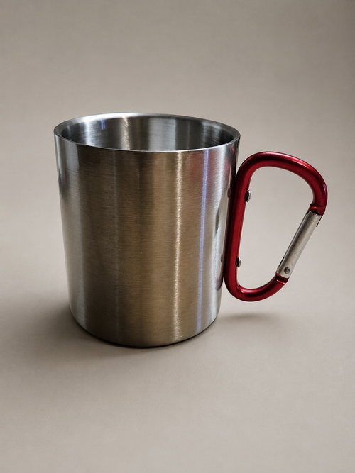 Mug Mousqueton Inox Argent – "Accroché à votre vie" 🔩☕