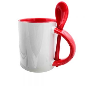 Mug blanc en Céramique - Avec cuillère assortie